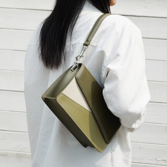 Petit sac carré simple à blocs de couleur - Les sacs de trésors